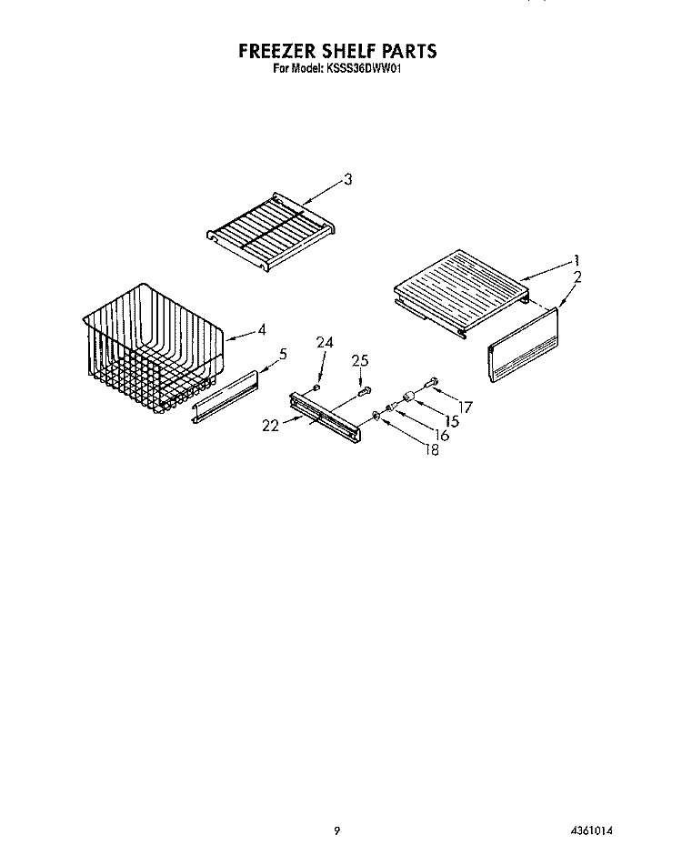 FREEZER SHELF Diagram and Parts List for KSSS36DWW01  KitchenAid Refrigerator