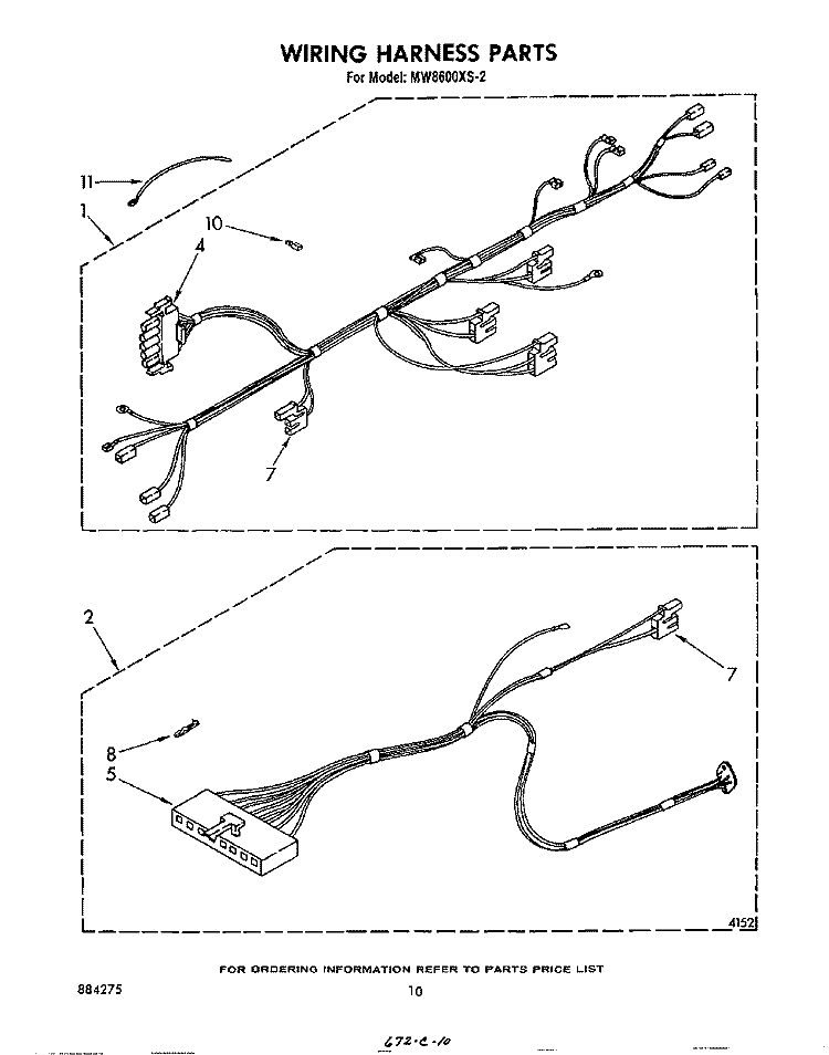 WIRING HARNESS , LITERATURE AND OPTIONAL Diagram and Parts List for MW8600XS2  Whirlpool Microwave