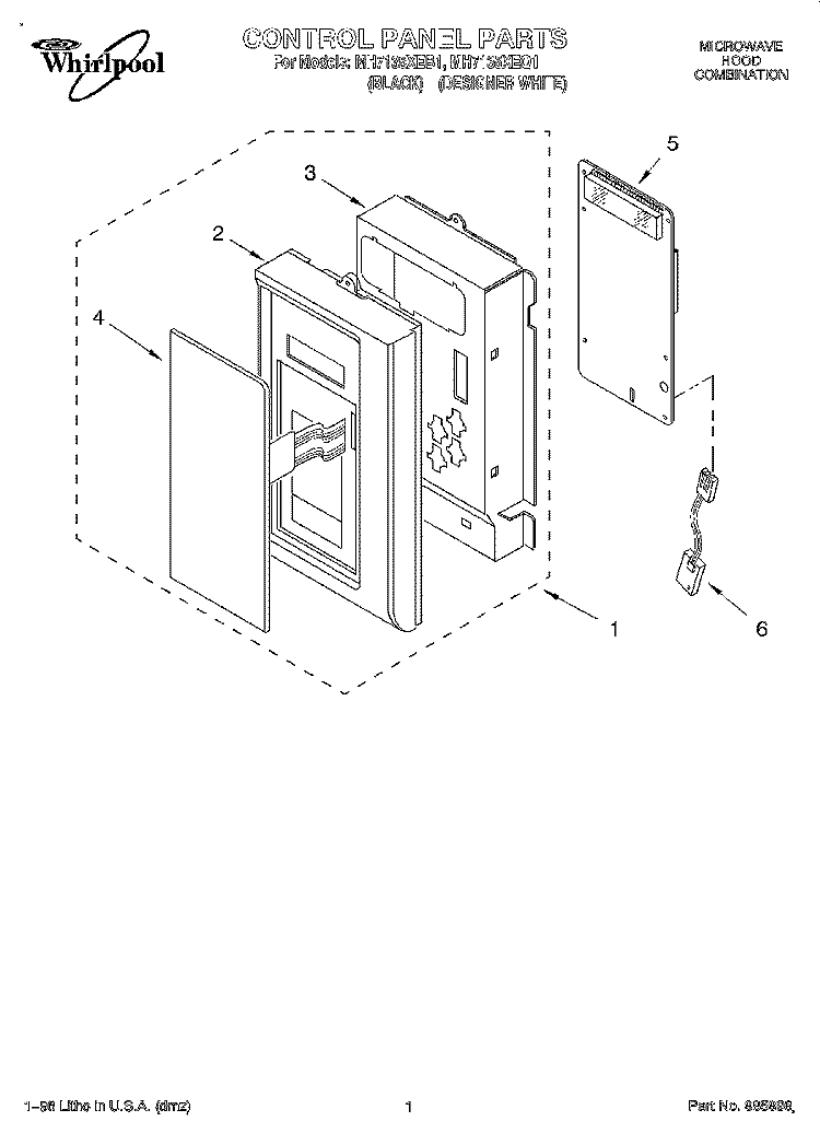 CONTROL PANEL Diagram and Parts List for MH7135XEQ1  Whirlpool Microwave