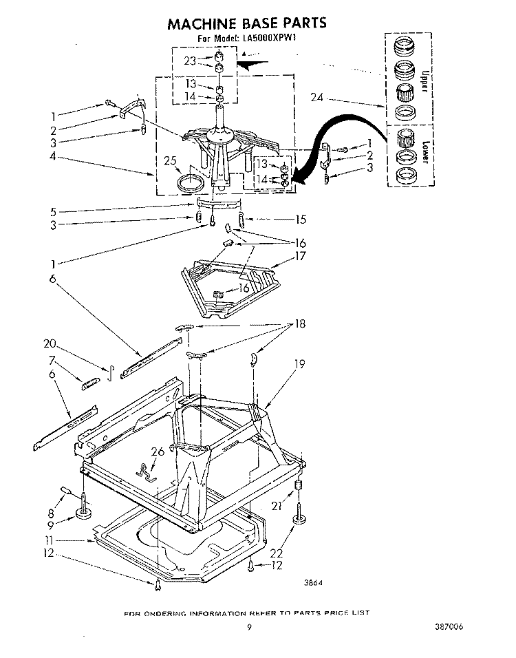 MACHINE BASE Diagram and Parts List for LA5000XPW1  Whirlpool Washer