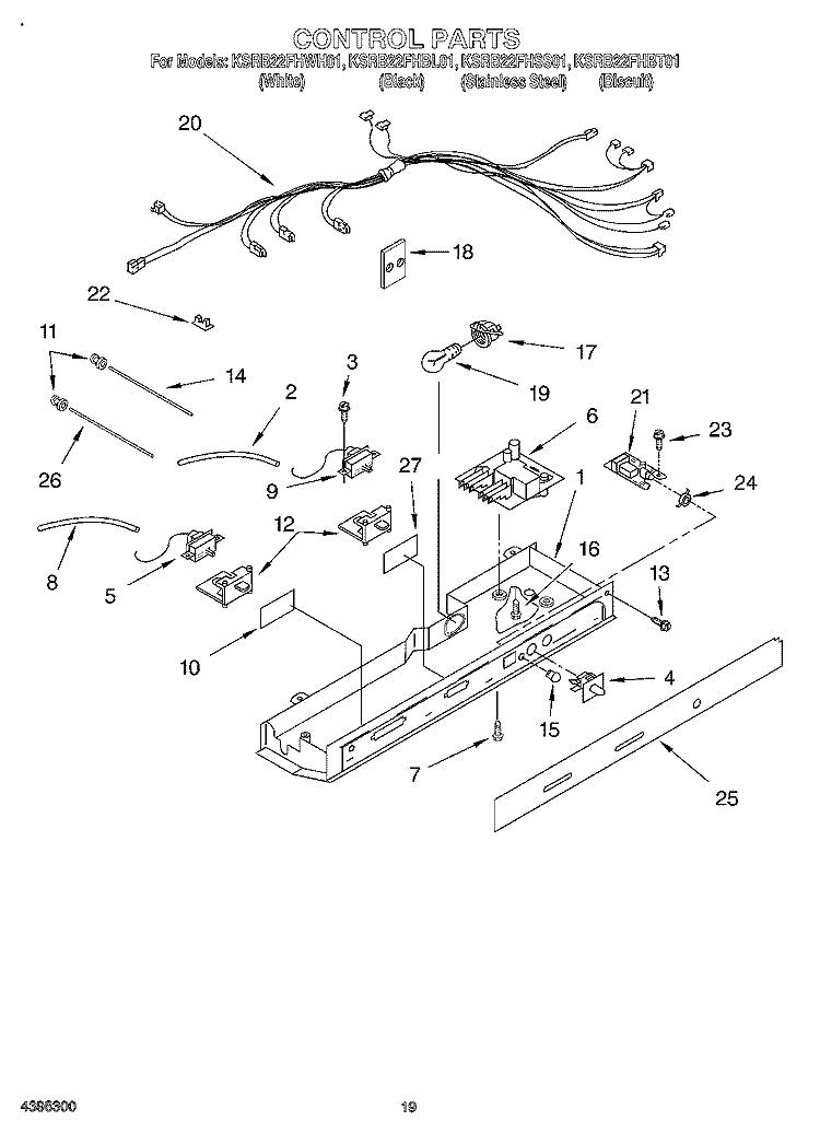 CONTROL, OPTIONAL Diagram and Parts List for KSRB22FHBL01  KitchenAid Refrigerator