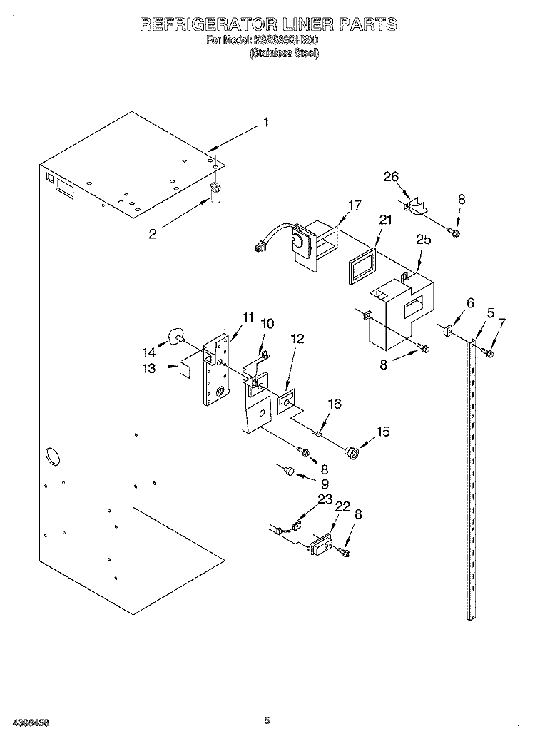 REFRIGERATOR LINER Diagram and Parts List for KSSS36QHX00  KitchenAid Refrigerator