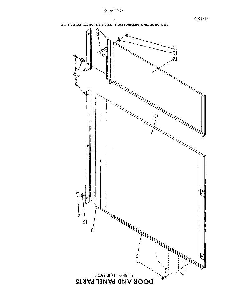DOOR AND PANEL Diagram and Parts List for 4KUDI220T3  KitchenAid Dishwasher