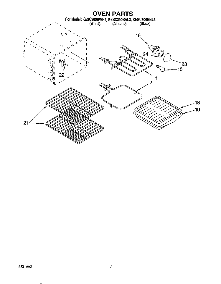 OVEN Diagram and Parts List for KESC300BAL3  KitchenAid Range