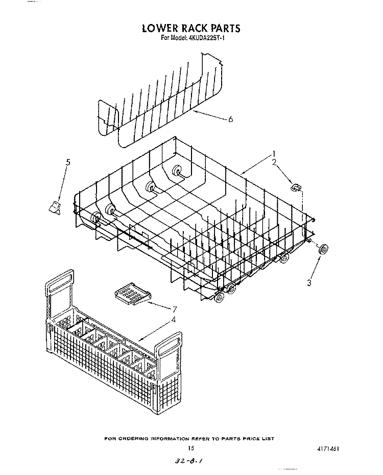 LOWER RACK Diagram and Parts List for 4KUDA22ST1  KitchenAid Dishwasher