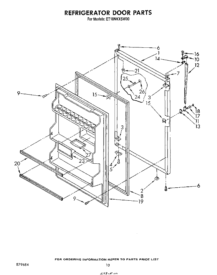 REFRIGERATOR DOOR , NOT ILLUSTRATED Diagram and Parts List for ET18NKXSW00  Whirlpool Refrigerator