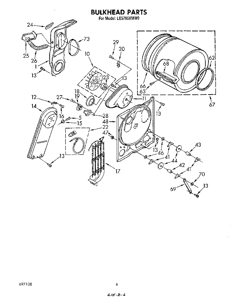 SECTION Diagram and Parts List for LE5795XMW0  Whirlpool Dryer