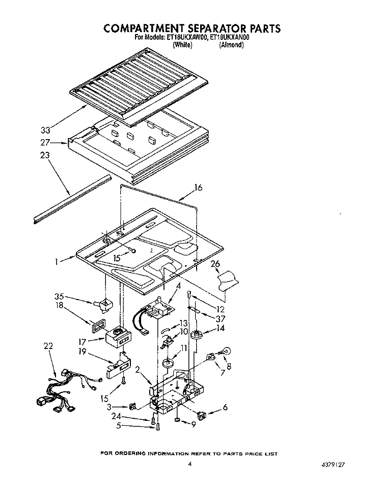 COMPARTMENT SEPARATOR Diagram and Parts List for ET18UKXAN00  Whirlpool Refrigerator