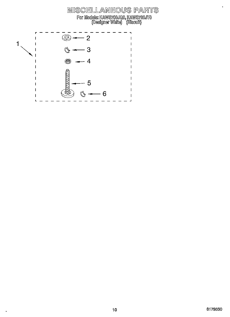 MISCELLANEOUS, OPTIONAL Diagram and Parts List for KAWS700JQ0  KitchenAid Washer