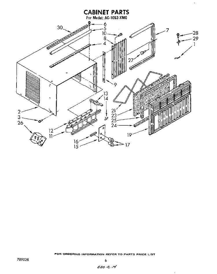 CABINET Diagram and Parts List for AC1052XM0  Whirlpool Air Conditioner