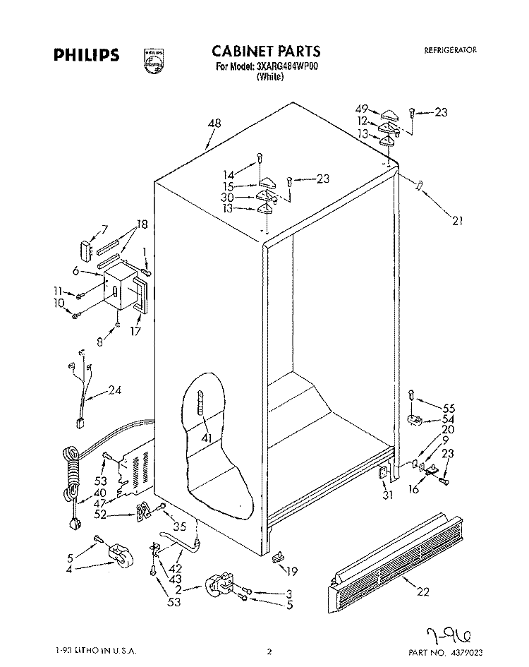 CABINET Diagram and Parts List for 3XARG484WP00  Whirlpool Refrigerator