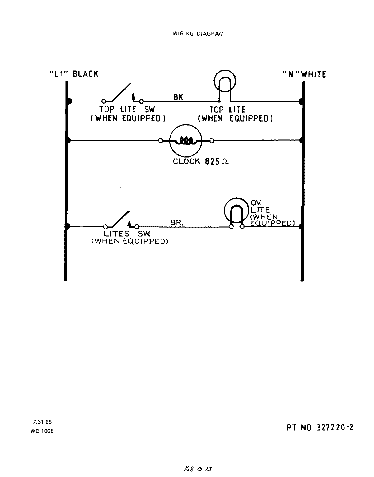 SECTION Diagram and Parts List for 1305W0A  Roper Range