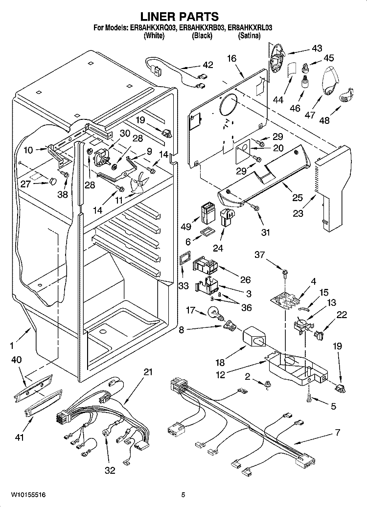 LINER PARTS Diagram and Parts List for ER8AHKXRB03  Whirlpool Refrigerator