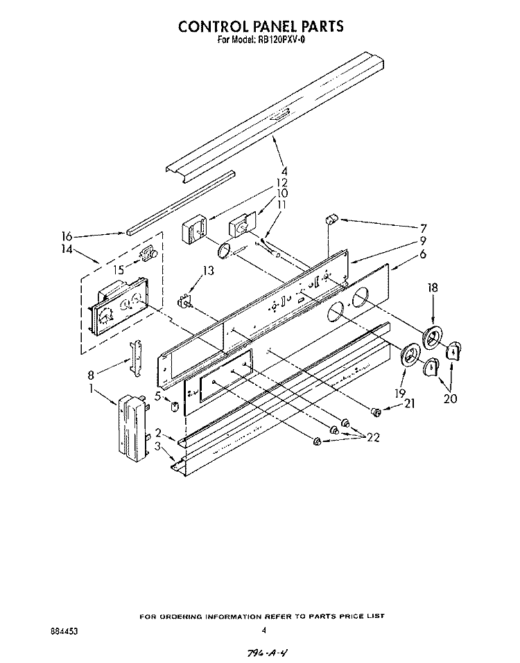 CONTROL PANEL , LITERATURE AND OPTIONAL Diagram and Parts List for RB120PXV0  Whirlpool Wall Oven