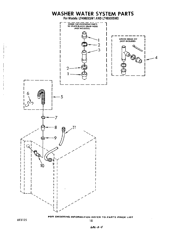 WASHER WATER SYSTEM Diagram and Parts List for LT4900XSW1  Whirlpool Washer Dryer Combo