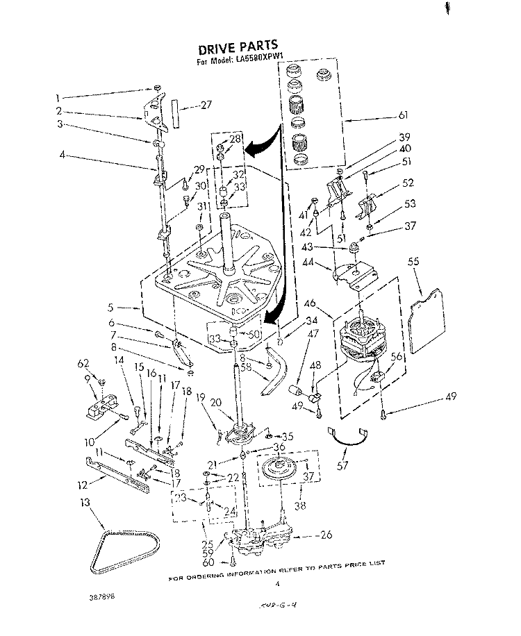 DRIVE Diagram and Parts List for LA5580XPW1  Whirlpool Washer
