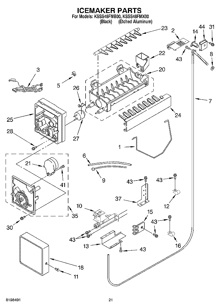 ICEMAKER PARTS PARTS NOT ILLUSTRATED Diagram and Parts List for KSSS48FMX00  KitchenAid Refrigerator