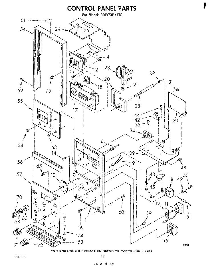 CONTROL PANEL Diagram and Parts List for RM973PXLT0  Whirlpool Microwave Oven Combo