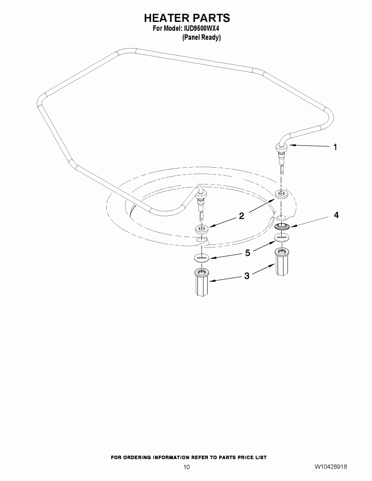 HEATER PARTS Diagram and Parts List for IUD9500WX4  Whirlpool Dishwasher