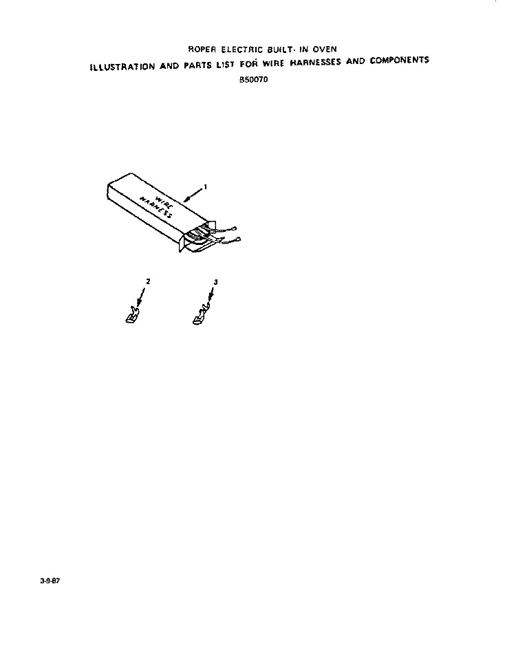 WIRE HARNESS Diagram and Parts List for B5007X0  Roper Range