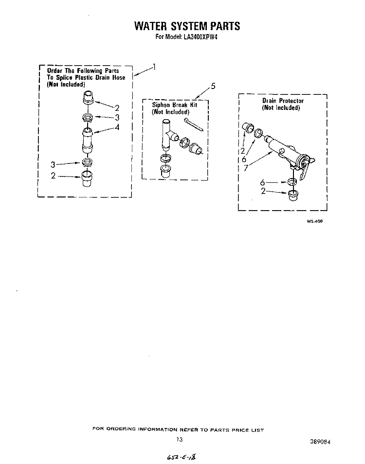 WATER SYSTEM Diagram and Parts List for LA3400XPW4  Whirlpool Washer