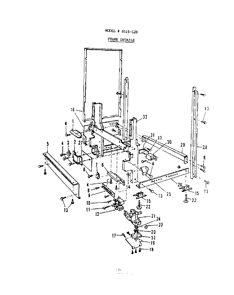 FRAME Diagram and Parts List for 8515L20  Roper Dishwasher