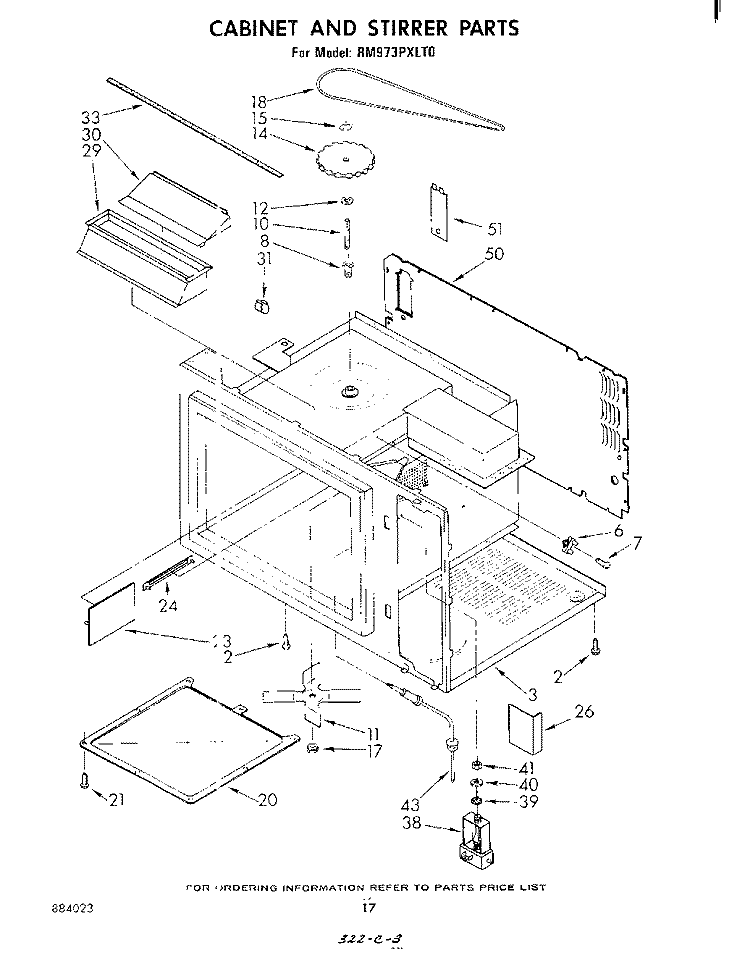 CABINET AND STIRRER Diagram and Parts List for RM973PXLT0  Whirlpool Microwave Oven Combo