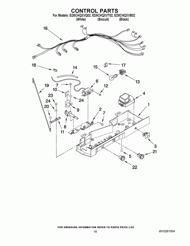 CONTROL PARTS Diagram and Parts List for ED5CHQXVB02  Whirlpool Refrigerator