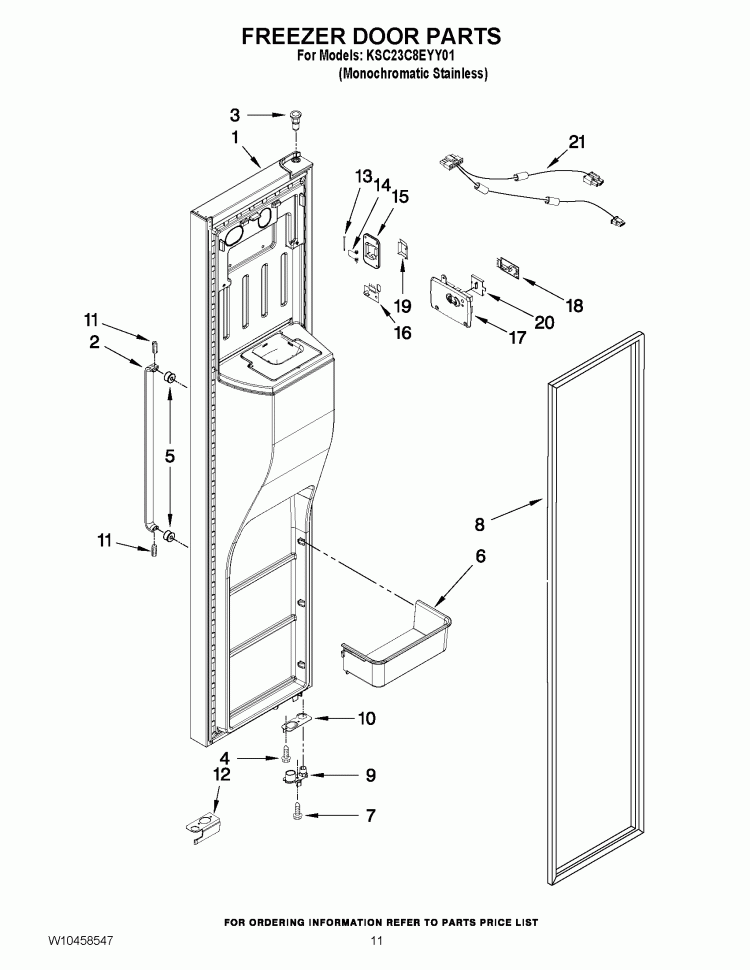 FREEZER DOOR PARTS Diagram and Parts List for KSC23C8EYY01  KitchenAid Refrigerator