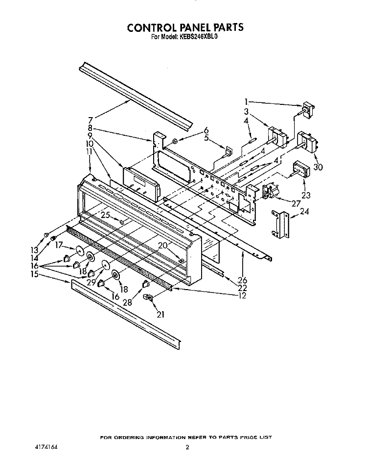 CONTROL PANEL, LIT/OPTIONAL Diagram and Parts List for KEBS246XBL0  KitchenAid Wall Oven