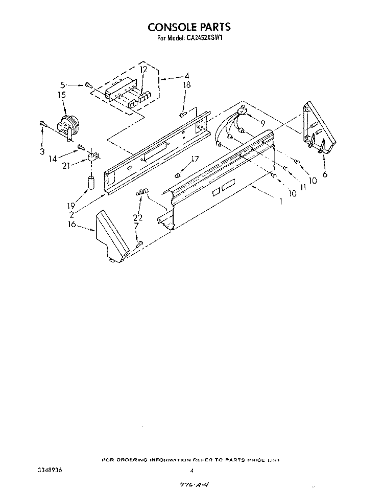 CONSOLE Diagram and Parts List for CA2452XSW1  Whirlpool Washer