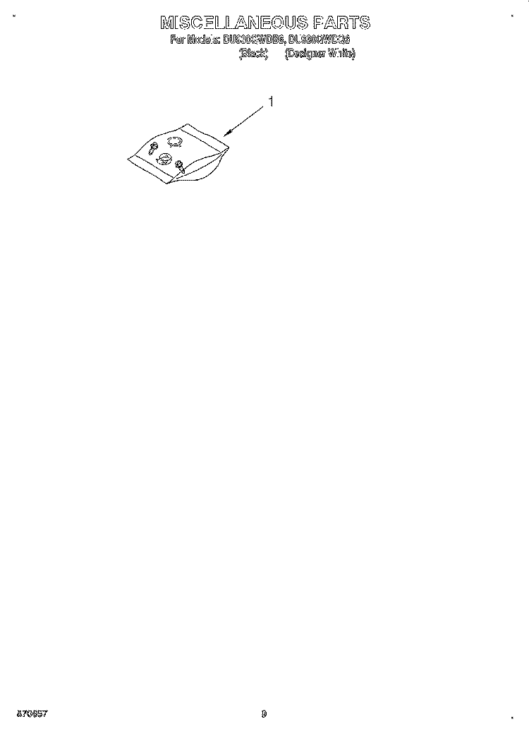 MISCELLANEOUS, LIT/OPTIONAL Diagram and Parts List for DU930QWDB6  Whirlpool Dishwasher