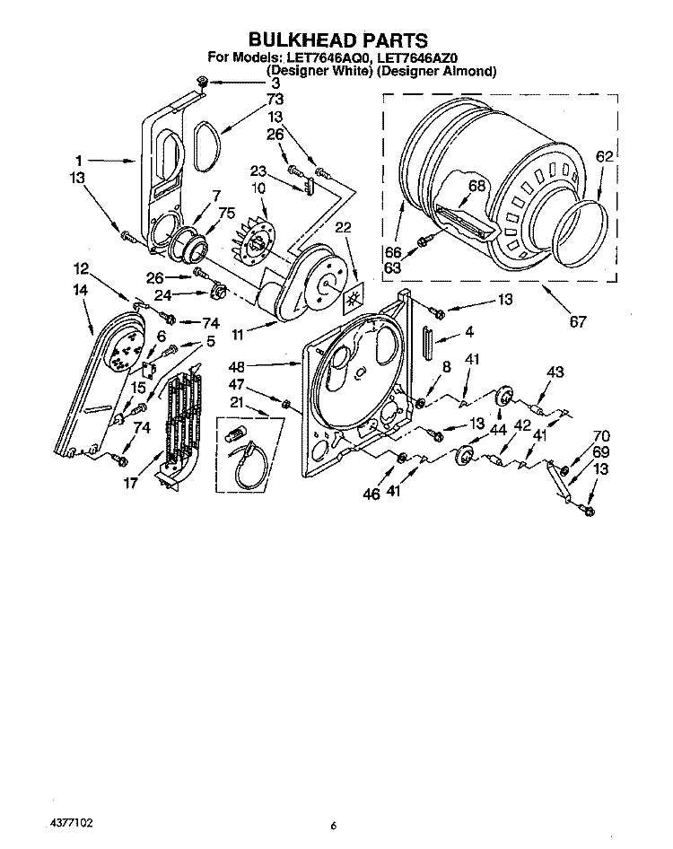 SECTION Diagram and Parts List for LET7646AZ0  Whirlpool Dryer