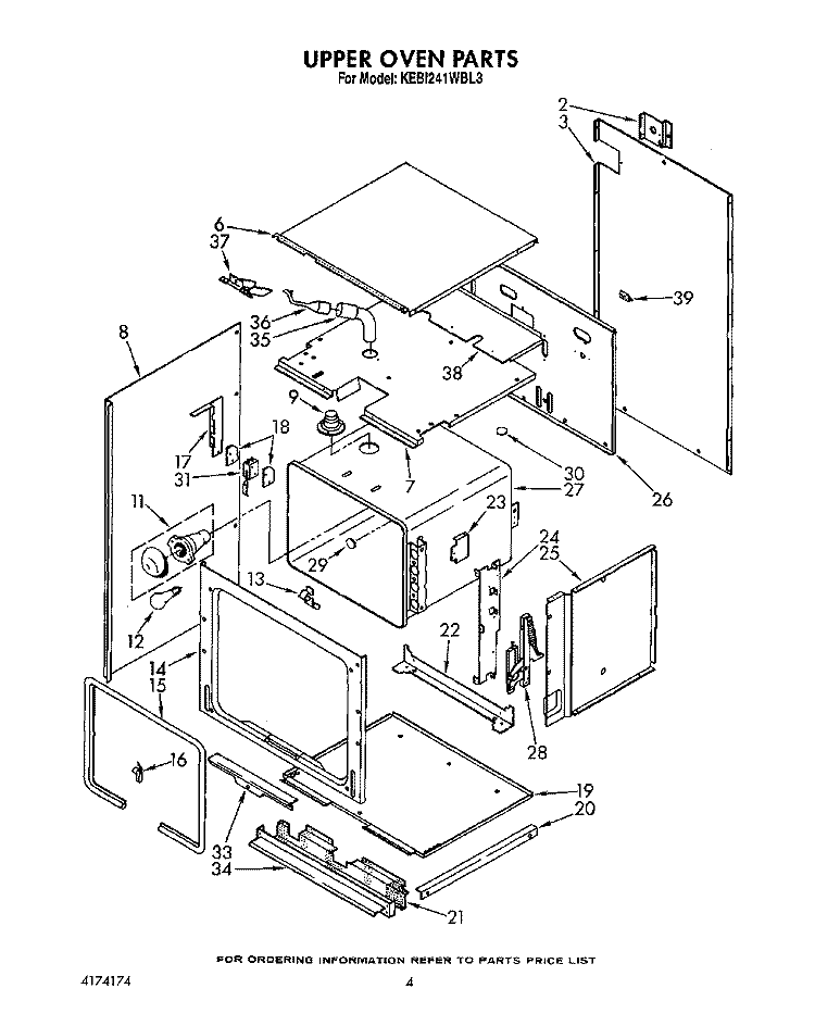 UPPER OVEN, OPTIONAL Diagram and Parts List for KEBI241WBL3  KitchenAid Wall Oven