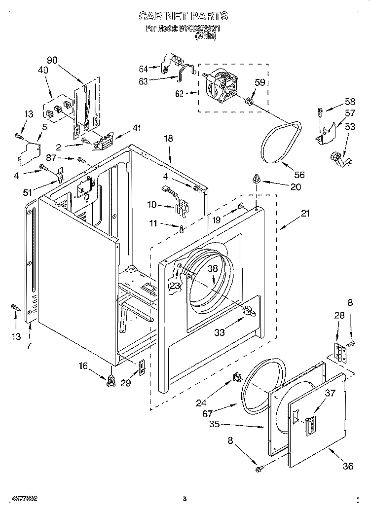 SECTION Diagram and Parts List for BYCD3722W1  Whirlpool Dryer
