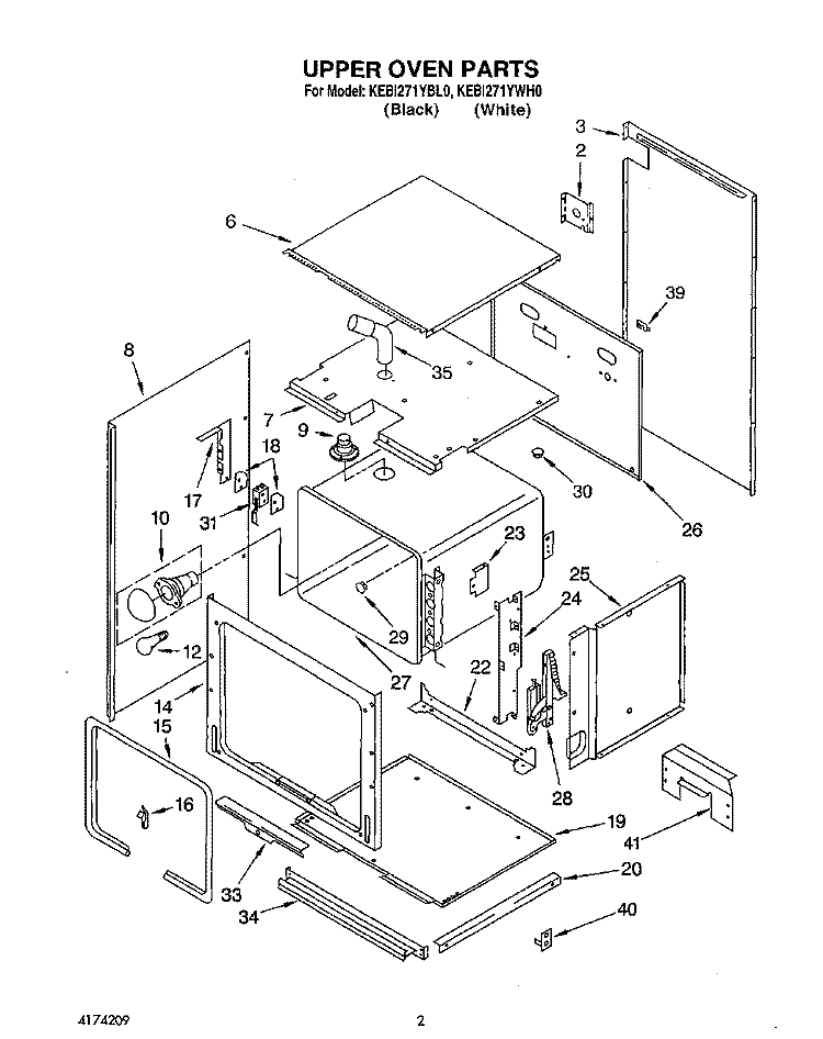 UPPER OVEN, OPTIONAL Diagram and Parts List for KEBI271YWH0  KitchenAid Wall Oven
