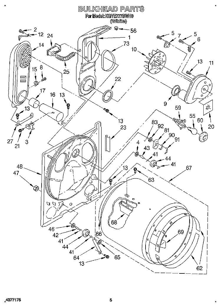BULKHEAD Diagram and Parts List for KGYE777BWH0  KitchenAid Dryer