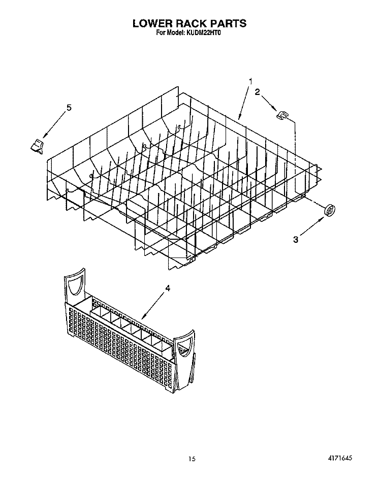LOWER RACK Diagram and Parts List for KUDM22HT0  KitchenAid Dishwasher