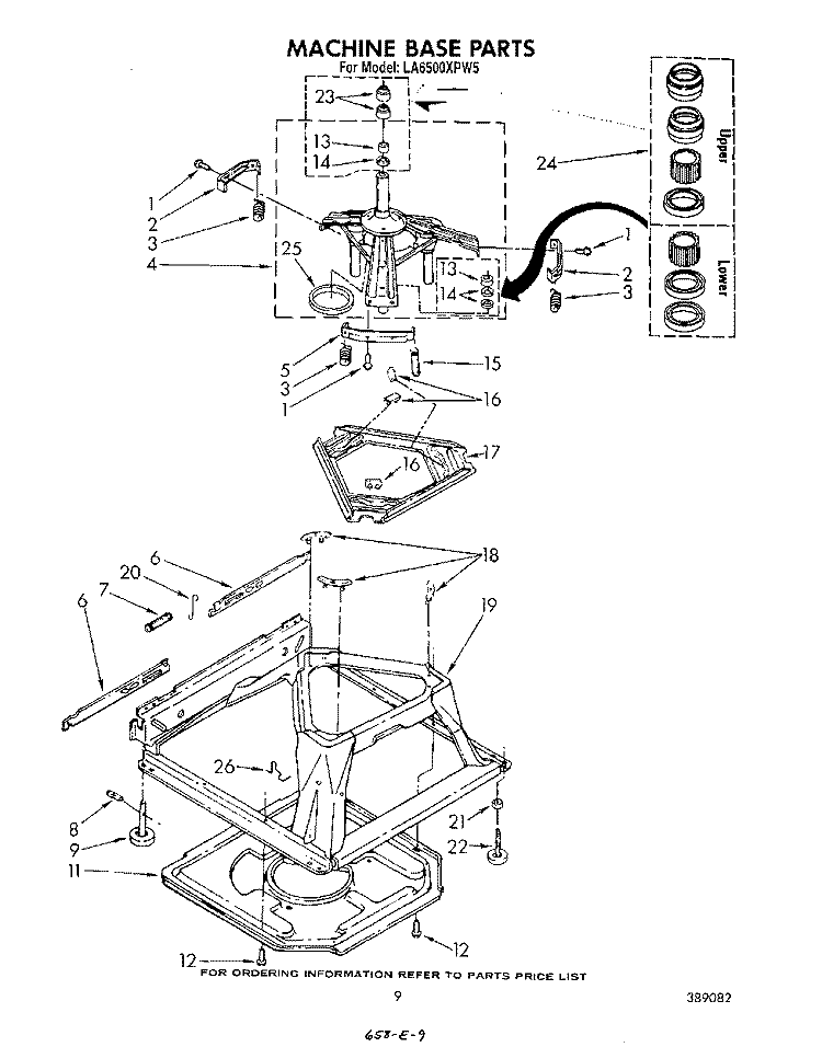 MACHINE BASE Diagram and Parts List for LA6500XPW5  Whirlpool Washer