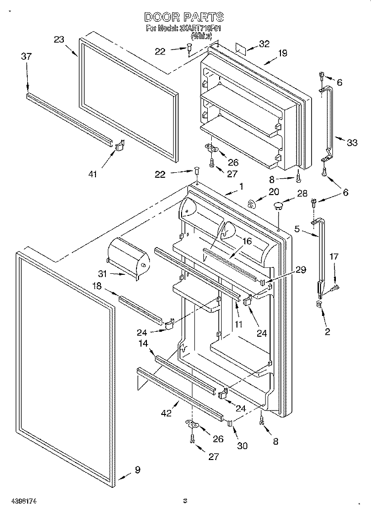 DOOR Diagram and Parts List for 3XART718F01  Whirlpool Refrigerator
