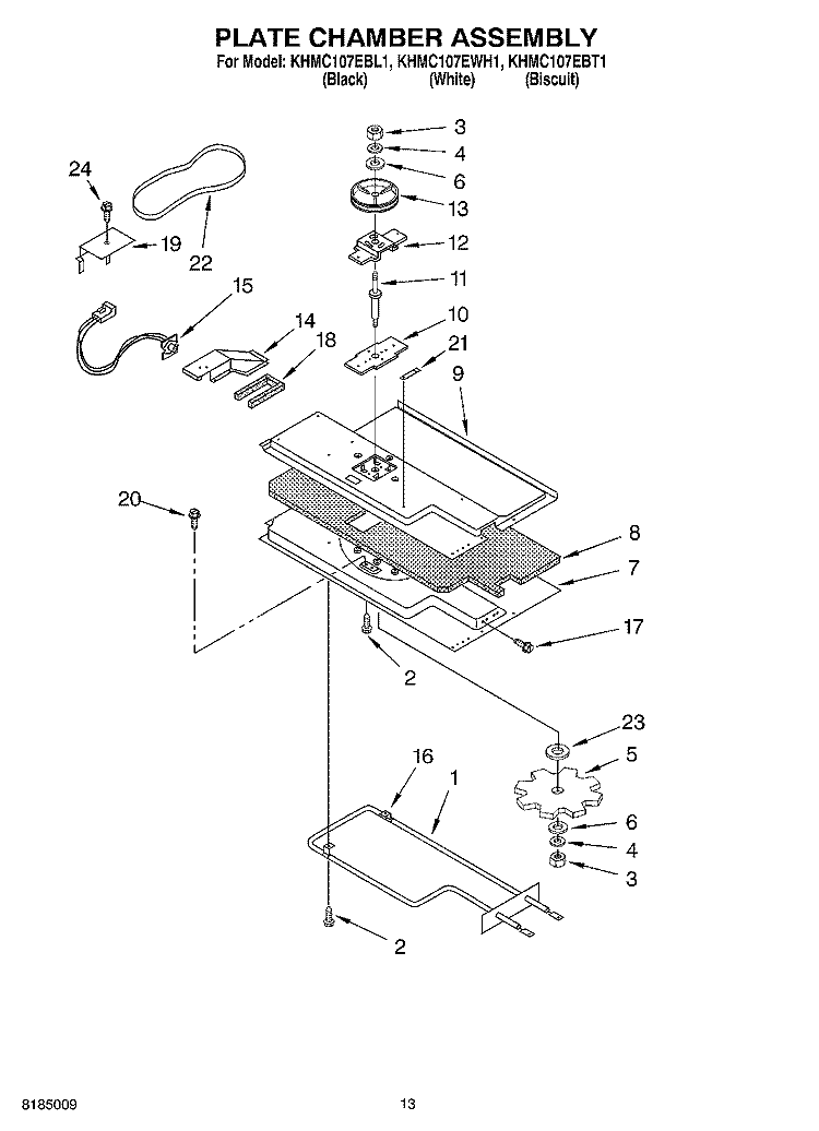 PLATE CHAMBER ASSEMBLY Diagram and Parts List for KHMC107EBL1  KitchenAid Microwave