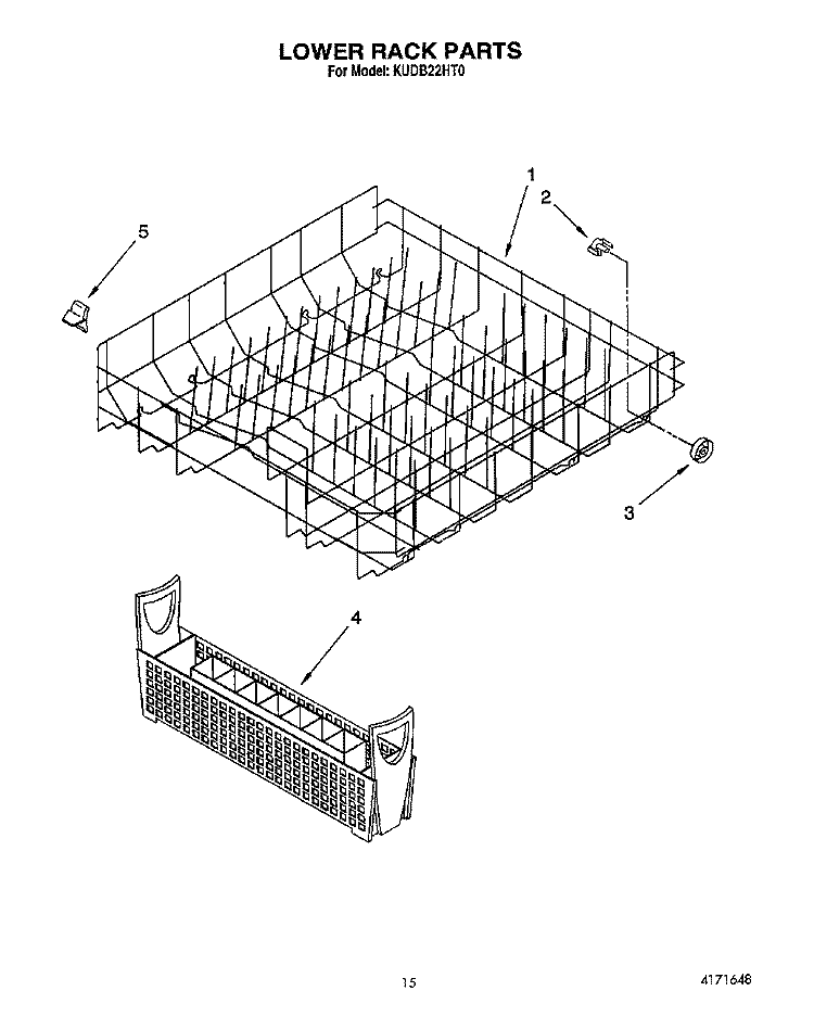 LOWER RACK Diagram and Parts List for KUDB22HT0  KitchenAid Dishwasher