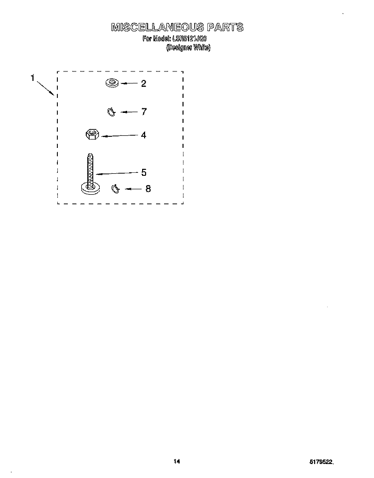 MISCELLANEOUS, OPTIONAL Diagram and Parts List for LSR5121JQ0  Whirlpool Washer