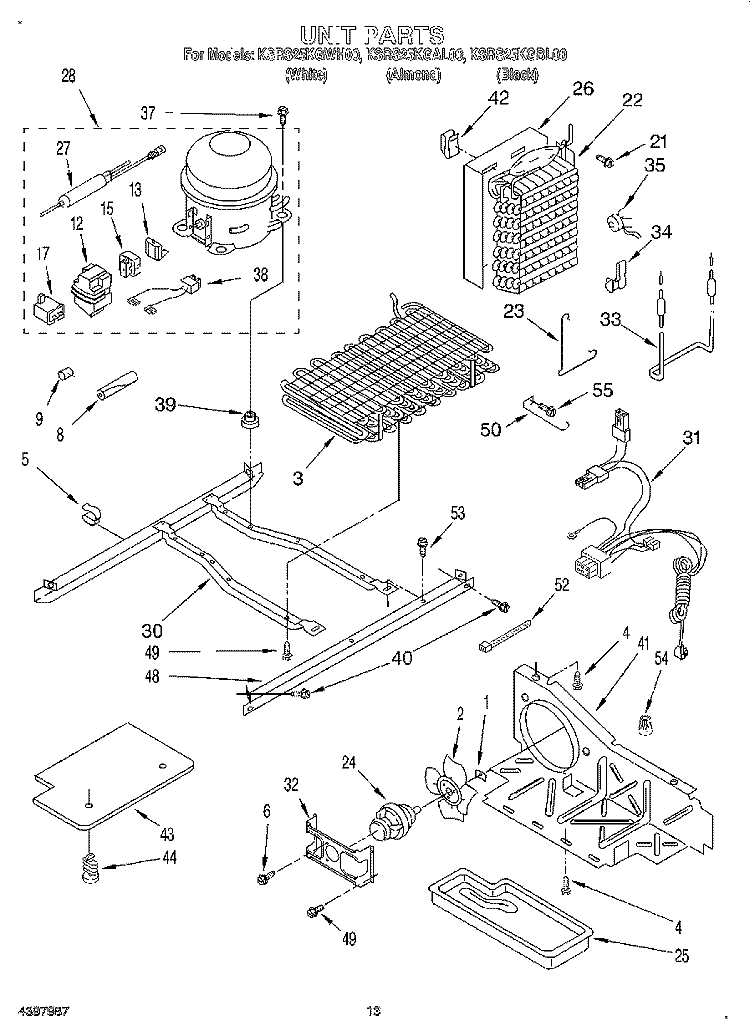 UNIT, LIT/OPTIONAL Diagram and Parts List for KSRS25KGAL00  KitchenAid Refrigerator