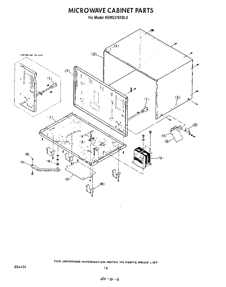 MICROWAVE CABINET Diagram and Parts List for KEMS376TWH0  KitchenAid Microwave Oven Combo