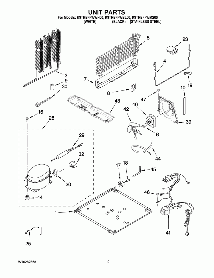 UNIT PARTS Diagram and Parts List for K9TREFFWMS00  KitchenAid Refrigerator