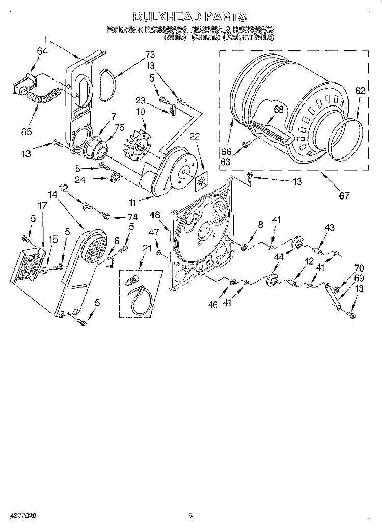 SECTION Diagram and Parts List for REX6646AQ3  Roper Dryer
