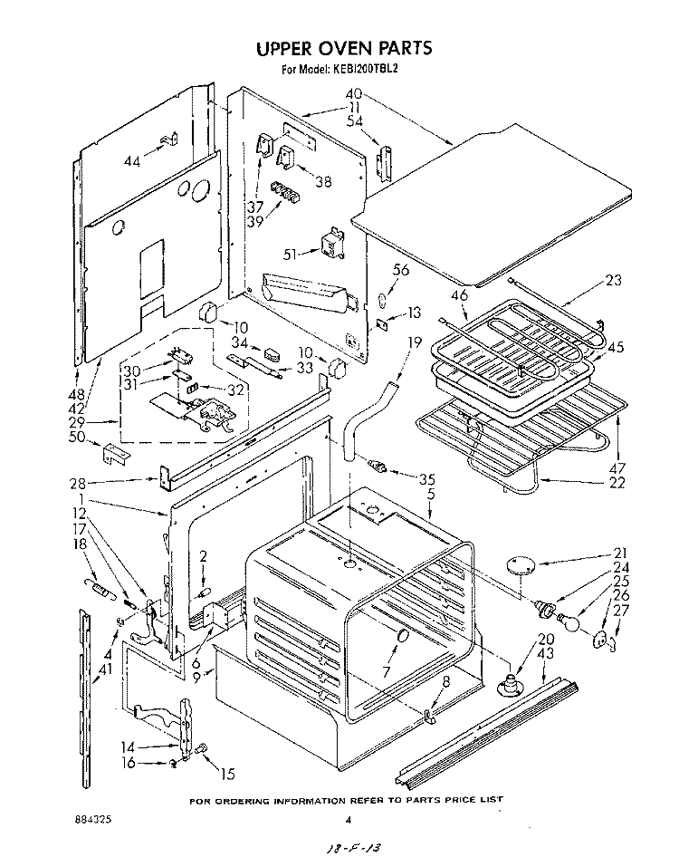 UPPER OVEN Diagram and Parts List for KEBI200TBL2  KitchenAid Wall Oven