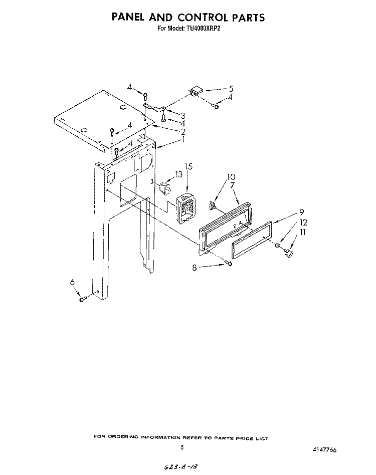 PANEL AND CONTROL Diagram and Parts List for TU4000XRP2  Whirlpool Trash Compactor