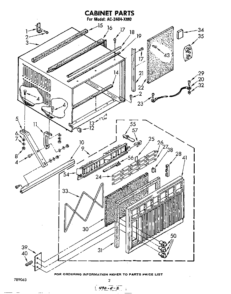 CABINET Diagram and Parts List for AC2404XM0  Whirlpool Air Conditioner
